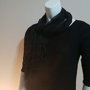 Black Sparkly Scarf with Tassels